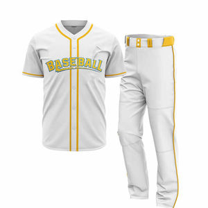 Ensemble d'uniformes de baseball softball pour hommes personnalisés de qualité 100% polyester respirant et confortable comprenant un maillot et un pantalon - Product Image 6