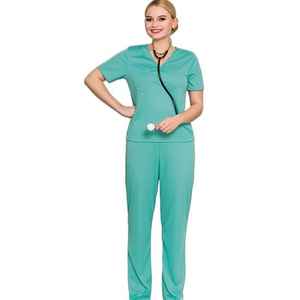 Cómodo elástico Hospital enfermera Doctor uso Scrubs uniformes conjuntos cuello en V manga corta Jogger pantalones mujeres Scrub trajes - Product Image 3