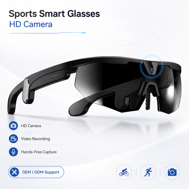 Waterproof Sports Smart Glasses Dual Camera 4K AI Voice Assistant Real-Time Translation IP66 WIFI Enabled Open Ear Speaker-OEM
