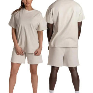T-shirt et short à manches courtes en coton lourd de qualité supérieure avec un ensemble décontracté d'été 2 pièces pour homme - Product Image 2