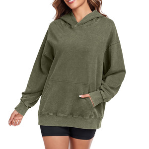 Sudadera con Capucha Extra Grande de Estilo Moderno, Manga Larga, 100% Algodón, Felpa, Lavado Vintage Ecológico, Cuello con Capucha para Mujer - Product Image 3