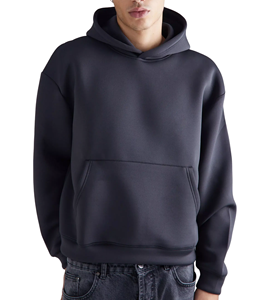 Sweats à capuche unis surdimensionnés en coton de haute qualité à épaules tombantes pour hommes et femmes vente en gros de logo personnalisé lourd 500gsm - Product Image 3