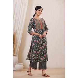 Vestido Kurta Recto Maheen Meraki Floral Mul Mul - Product Image 2