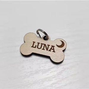 Custom Bone-Shaped Wooden <b>Pet</b> ID Tags: Personalized <b>Collar</b> Tags for <b>Pets</b> Vietnam Producer - Product Image 3