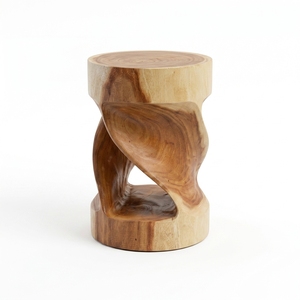 Taburete de Madera de Suar Hecho a Mano de Primera Calidad con Forma Única para Muebles de Madera de Sala de Estar - Product Image 1