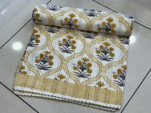 100% edredón Kantha de algodón bohemio cómodo sofá cama Reversible hecho a mano y estampado a mano Kantha Stitch para decoración del hogar - Product Image 5