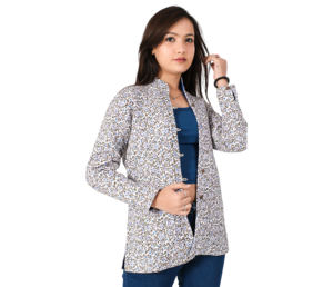 Chaqueta acolchada con estampado de bloques a mano de algodón, nueva moda para mujer, chaqueta de manga larga con cierre de botones estampados de algodón para Otoño e Invierno - Product Image 2