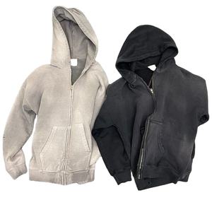 Clothing Vendor Custom Pullover Heavyweight Hip Hop Hoodie French Terry Distressed Cropped Men's Acid washed Hoodies - Product Image 3