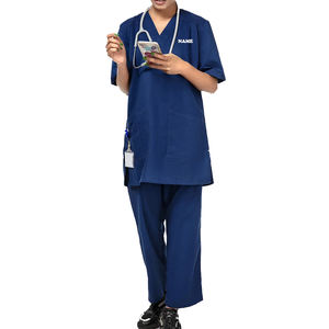 Uniforme médico antiarrugas a la moda con cuello en V Tops traje de fregado/uniformes médicos de hospital personalizados uniformes de enfermería para mujeres 2025 - Product Image 1