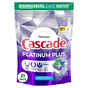 Cascade Platinum Plus Lavavajillas Pods, Action Pacs Lavavajillas Detergente Tabs, Fresh, 21 Unidades - Product Image 1