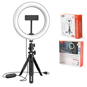 * Uscita * supporto per treppiede con luce ad anello USB con 3 colori 2800k-6500k LED 16W 360 ° con oscuramento di 60cm di altezza - Product Image 3