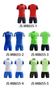 Conjunto de uniforme de fútbol unisex personalizado 100% poliéster con cuello en V transpirable secado rápido Transferencia de Calor impreso camiseta ligera sin costuras - Product Image 2