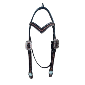 Conjunto de Arnés de Cuero Genuino Resistente para Caballos, con Cabezada de Una Oreja y Pechera - Product Image 3