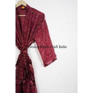 High Quality Elegant Luxury Floral Design Silk Kimono Robe Silksaree Loungewear Spring Summer Nightwear Gown <b>Sleep</b> - Product Image 3