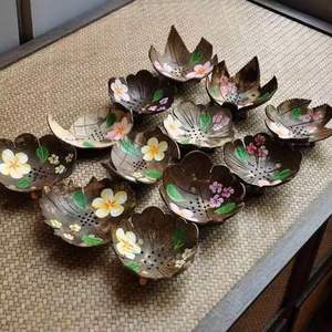 Tazón de coco de concha marina decorativa acabado de laca colorida ligero perfecto para tiendas de regalos hoteles y servicio doméstico - Product Image 4