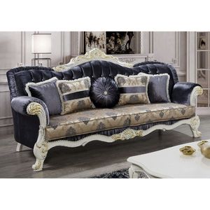 Opulentes viktoria nisches hand geschnitztes 3-Sitzer-Samtsofa aus Mahagoni für luxuriöse Wohnzimmer - Product Image 1