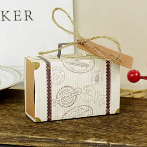 Valise de voyage boîte à bonbons valise Vintage papier Kraft coffrets cadeaux mariage fête d'anniversaire décoration bricolage emballage fournitures - Product Image 6