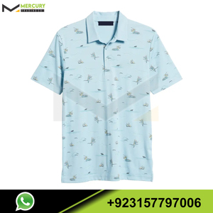 เสื้อโปโลแขนสั้นผู้ชายลายตกปลา ผ้าฝ้ายอ๊อกซ์ฟอร์ดลำลอง ระบายอากาศได้ดี - Product Image 4