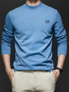 <b>Mens</b> Cozy Fleece Lined Mock <b>Turtleneck</b> Sweatshirt Regular Fit Long Sleeve Solid Colour Pullover <b>for</b> Fall/Winter - Product Image 4