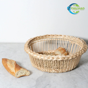 Premium Handcrafted Organizer Wicker RATTAN <b>BASKET</b> / TRAY <b>with</b> <b>Handles</b> From Vietnam for Versatile Use Home Decor - Product Image 2