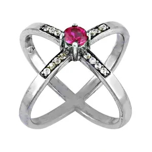 925 Silver Fashionable Trendy <b>Ruby</b> Inlay Gemstone Jewelry <b>Ring</b>-<b>Women's</b> Size Free Vintage Statement Style - Product Image 1