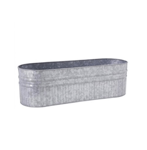 Maceta de flores acabada galvanizada de hierro de forma ovalada superventas para interior y exterior maceta decorativa al por mayor a granel - Product Image 1