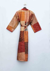 Chaqueta Boho Kantha de Algodón y Seda Hecha a Mano, Ligera, Bata de Algodón y Seda Simple para Mujer, Moda Femenina - Product Image 5