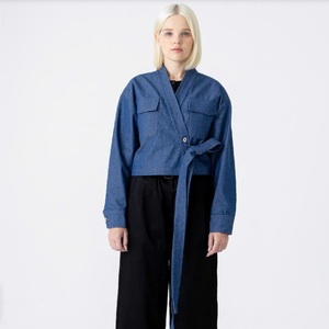 Natural Blue Ladies Blue Jeans Jacket Moda Casual Chaquetas de mezclilla para mujer - Product Image 3