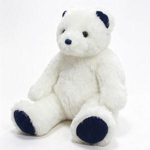 <b>Large</b> Fluffy White Stuffed Bear Dark Blue Paw Pads Decorative <b>Plush</b> Backpack Premium Contrasting Navy Details PP Cotton Filled - Product Image 1