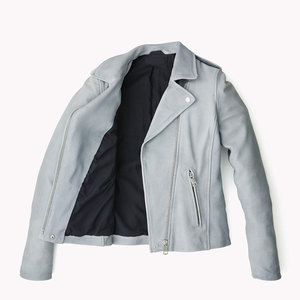 Chaqueta de cuero para mujer, chaqueta de cuero genuino a prueba de viento, chaquetas de cuero ajustadas de Color sólido para mujer - Product Image 2