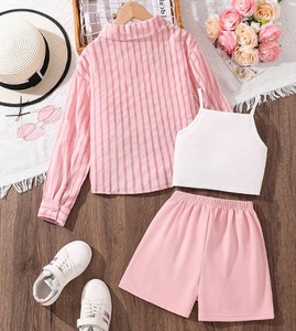 Summer Girls' Comfortable Strap Vest Top Romper Casual Holiday Long Pants Jumpsuit Basic Solid Kids Fit Holiday Clothing Set - Product Image 3