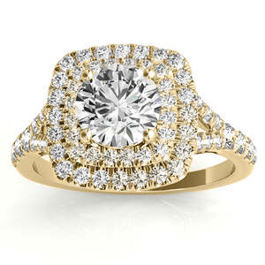 ชุดเครื่องประดับเจ้าสาวเพชรทรงสี่เหลี่ยมแบบดับเบิ้ลฮาโล ทองคำ 14k ทูโทนสีเหลือง ประดับแบบกรงเล็บ สี G-H น้ำหนัก 0.87 กะรัต - Product Image 2