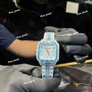 Reloj Automático para Hombre con Caja Cuadrada de Moissanita y Diamantes, Esfera Romana, Acero Inoxidable Premium, Estilo Lujoso - Product Image 1