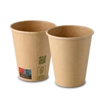 Gobelets en papier non blanchis à paroi simple Ø 90 mm 10 oz 250 ml pour boissons chaudes, thé au lait, café - 1000 pcs/carton