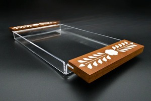 ถาดเสิร์ฟสไตล์อาหรับแบบดั้งเดิมสำหรับวันอีดและเดือนรอมฎอนพร้อมแม่ของไข่มุกฝังฐานไม้และอะคริลิคสร้างขึ้นในอินเดีย - Product Image 6