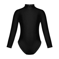 Kostum Balet Wanita Lengan Panjang Kerah Tinggi Jumpsuit Bodysuit Spandex/Nylon Bernapas Cepat Kering Pakaian Pertunjukan