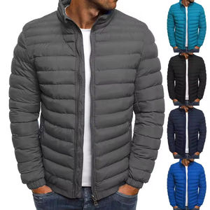 Manteau solide d'automne-hiver pour hommes Veste bouffante col montant fermeture éclair Poches décontractées Veste chaude bouffante sur ZOHAN CREATIONS - Product Image 1