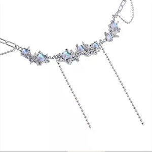 สร้อยคอแบบห่วงโซ่ร้อยลูกปัดทรงเรขาคณิตทำจากสแตนเลสสำหรับผู้หญิง-ของขวัญ - Product Image 3