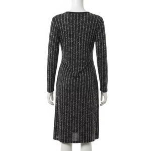 Vestido Casual Transpirable de Manga Larga con Cuentas y Estampado por Descarga, Tejido Suave, Ropa de Mujer, Vestido de Moda para Uso Diario - Product Image 3