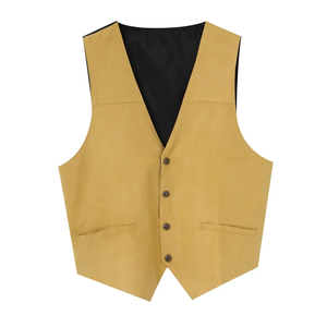 OEM Design Vest Waistcoat Waxed Real Cow Leather with Customized Size <b>Brown</b> Men 100% Genuine Leather Vest Wholesale Rate - Product Image 1
