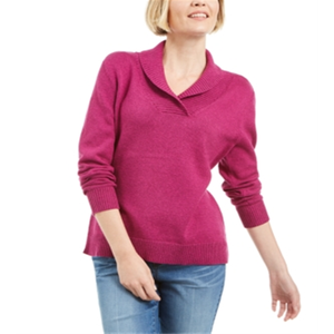 Maglione Casual da Donna Karen Scott in Cotone Mélange con Collo a Scialle, Colore Viola, Taglia Piccola per l'Autunno - Product Image 1