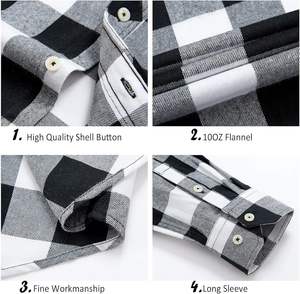 <b>Men</b> <b>White</b> Black 100% Cotton Flannel Plaid <b>Shirt</b> Casual Check <b>Long</b> <b>Sleeve</b> Button Top Custom Logo Classic Streetwear Autumn - Product Image 4