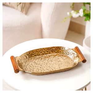 Plateau en métal pour le service et la décoration des aliments utilisé pour la maison Restaurant utiliser forme ronde avec design martelé à bas prix - Product Image 3