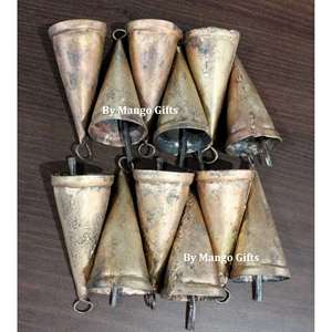 Shabby Chic 3.5 Inch Recycled Iron Wind Chime Rustic Antique Cone Shape Polished Painted Brass Model Alloy Pet Vintage Antique - Product Image 3