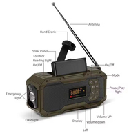 Radio d'urgence portable 5000mAh Mini avec fonction solaire et manivelle Réception AM/FM/NOAA Haut-parleur et lampe de poche de camping