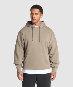 Sweats à capuche surdimensionnés en coton épais et uni de haute qualité avec logo en ficelle Sweat à capuche pour hommes de grande taille - Product Image 1