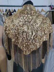 Elegante vestido de fiesta de noche antiestático para mujer, capa con cuentas, hermoso diseño bordado, cristal decorado, Organza hecha - Product Image 5