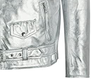 Men's Silver Tone High Quality Genuine Cowhide <b>Leather</b> Jacket Handmade Fashion Slim <b>Coat</b> Zipper New Style Hot Selling Factory - Product Image 4