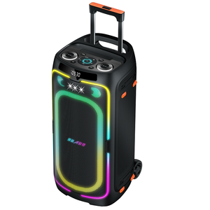 Enceinte de karaoké professionnelle 2x8 pouces 150W avec amplificateur, chariot de fête portable à grandes roues, enceinte DJ Bluetooth avec micro sans fil - Product Image 2