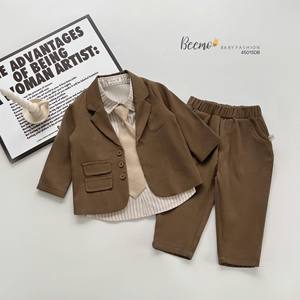 High Quality 4-Piece Winter Formal Suit <b>Set</b> for <b>Baby</b> Boys New Arrival Striped Pattern Long Sleeves for 1-7 Years Wholesale - Product Image 3